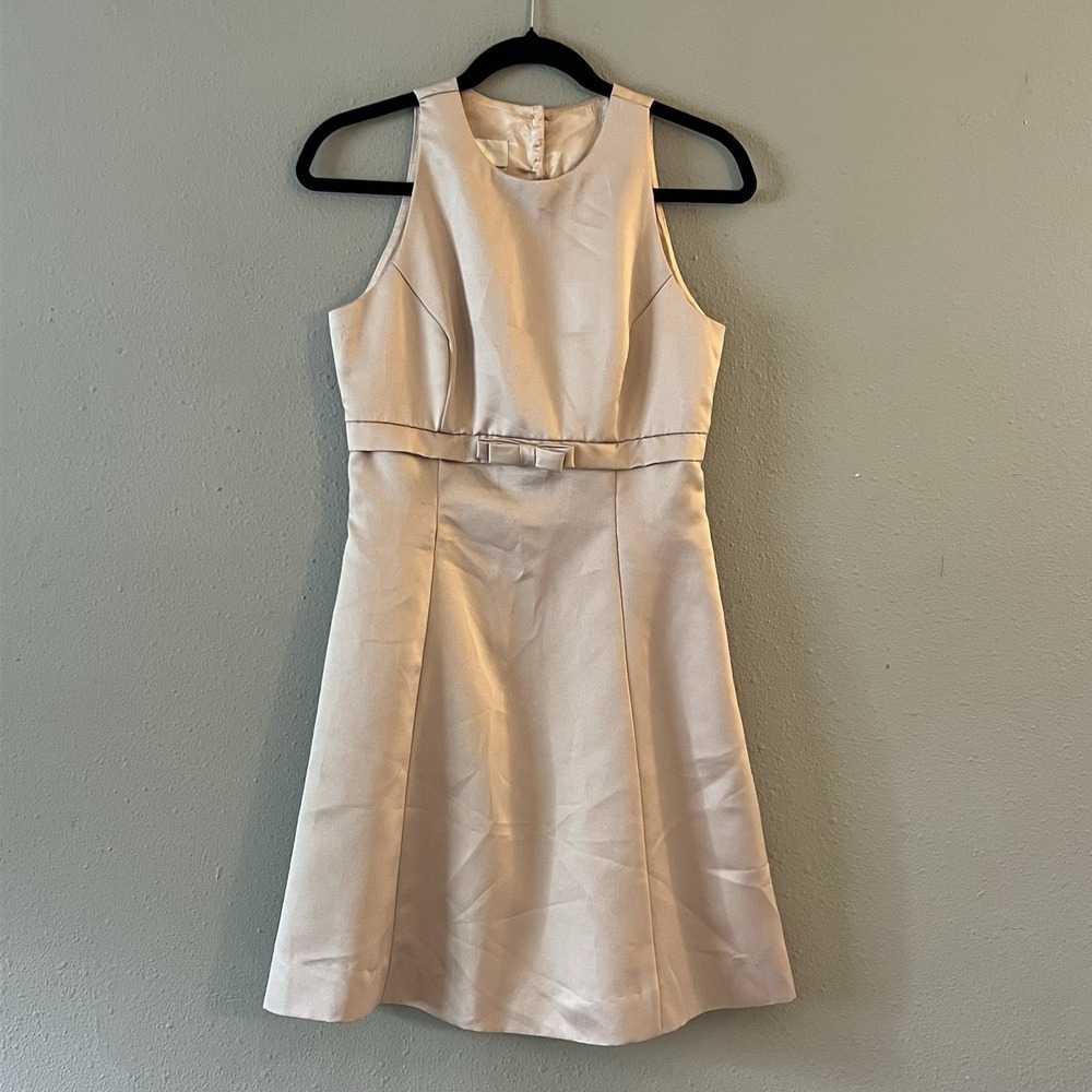 Vintage Scott McClintock Blush Satin Bow Cocktail Dress Size 4 USA